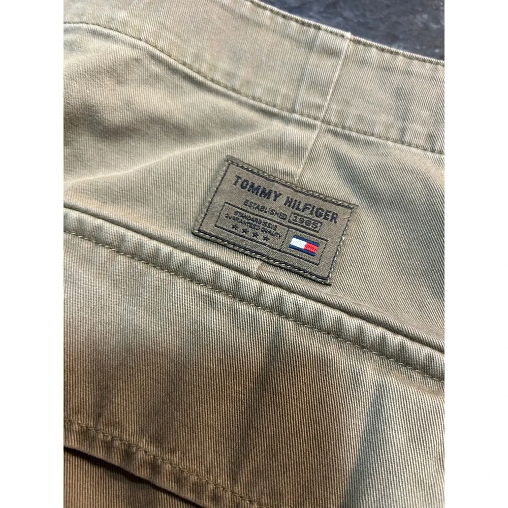 Tommy Hilfiger Mens Khaki Cotton Twill Cargo Shorts Sz 36 Authentic Issue #115